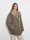 Travel Notes Fashionable Warm and Fluffy Waterproof Outdoor Fox Fur Collar Removable down Parka for Winter