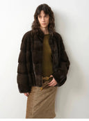 Imported Purple Label Mink Coat Horizontal Ridge Leaning against the Ridge Craft Mink Fur Coat