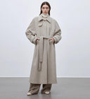 "Moonlit Veil"Straight-Cut Raglan Sleeve Double-Layer Collar Wool Coat for Women