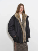 Travel Notes Fashionable Warm and Fluffy Waterproof Outdoor Fox Fur Collar Removable down Parka for Winter