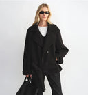 "Warm Cocoon" Italian Herringbone Wool Classic Lapel Micro-Coon Short Wool Coat for Women