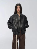 Imported Waxed Sheep Leather Retro Work Jacket Coat for Women "Fashionable Luke"