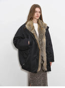 Travel Notes Fashionable Warm and Fluffy Waterproof Outdoor Fox Fur Collar Removable down Parka for Winter