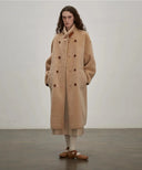 “Christmas Elk” Reversible All-Wool and Artificial Compound Suede Long Shearling Jacket
