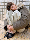 Travel Notes Fashionable Warm and Fluffy Waterproof Outdoor Fox Fur Collar Removable down Parka for Winter