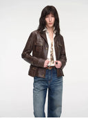 Imported Oil Wax Sheepskin Waist Leather Jacket from New Zealand"Phantom of the Floating Palace"