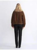 Custom-Woven Flocked Denim, Detachable Raccoon Fur Collar, 90% White Goose down Jacket, Loose Parka for Women