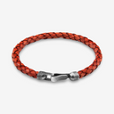 Leather Bracelet Skye Silver and Braided - Amber Red