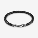 Leather Bracelet Skye Silver and Braided - Midnight Black