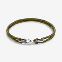 Canterbury Silver and Rope Bracelet - Khaki Green