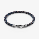 Leather Bracelet Skye Silver and Braided - Indigo Blue