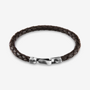 Leather Bracelet Skye Silver and Braided - Cacao Brown