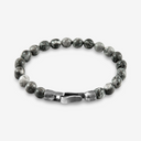 Nachi Silver and Stone Beaded Bracelet - Grey Jasper