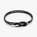 Padstow Silver and Braided Leather Bracelet - Coal Black