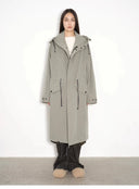 "Winter Institute" Windproof and Warm Drop Shoulder Large Version Long Hooded Detachable Liner Parka
