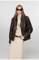 Vintage Brown Aviator Leather Jacket “South City Old Lane”