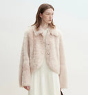 "Autumn Secret" Pink Lapel Tuscan Straight Fur Sheepskin Short Jacket