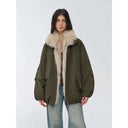 "Warm Dialogue" Two-Tone Fox Fur Collar Detachable 90 Goose down Jacket Mid-Length down Parka