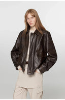 Vintage Brown Aviator Leather Jacket “South City Old Lane”