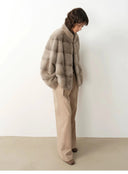 Imported Purple Label Mink Coat Horizontal Ridge Leaning against the Ridge Craft Mink Fur Coat