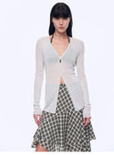 "Long Island Vacation" Wool Blend V-Neck Straight Shoulder Knitted Cardigan Spring