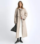 "Moonlit Veil"Straight-Cut Raglan Sleeve Double-Layer Collar Wool Coat for Women