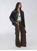 Imported Waxed Sheep Leather Retro Work Jacket Coat for Women "Fashionable Luke"