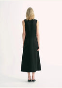 Lightweight and Zero-Pressure Cupro Linen Textured Anti-Wrinkle V-Neck Sleeveless A-Line Dress