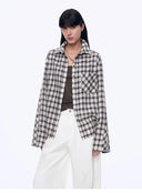 Tencel Acetate Jacquard Check Dropped Shoulder Shirt"Style Diary"