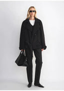 "Warm Cocoon" Italian Herringbone Wool Classic Lapel Micro-Coon Short Wool Coat for Women