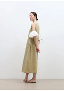 "Deyanuo" Hemp Three-Dimensional Hourglass Sleeveless round Neck Loose Slim Dress for Women