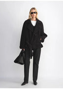 "Warm Cocoon" Italian Herringbone Wool Classic Lapel Micro-Coon Short Wool Coat for Women
