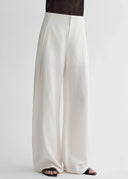 Summer Mulberry Silk Linen Waistless Three-Dimensional Pleated Wide-Leg Pants for Women