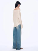 "Fashion Law" Casual One-Shoulder Raglan Sleeve T-Shirt Top