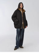 "Warm Dialogue" Two-Tone Fox Fur Collar Detachable 90 Goose down Jacket Mid-Length down Parka