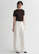 Summer Mulberry Silk Linen Waistless Three-Dimensional Pleated Wide-Leg Pants for Women