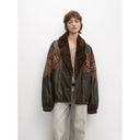 "Jumping City" Imported Suede Sheep Leather Sheep Curl Lapel White Goose down Parka