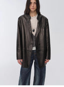 Vintage Suede/Waxy Goatskin Leather Mid-Length Suit Jacket "Bavaria"