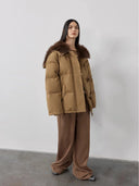 Street Badge Fox Fur Large Lapel down Parka Jacket