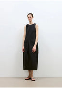 "Deyanuo" Hemp Three-Dimensional Hourglass Sleeveless round Neck Loose Slim Dress for Women