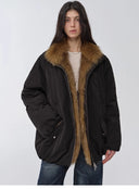 "Warm Dialogue" Two-Tone Fox Fur Collar Detachable 90 Goose down Jacket Mid-Length down Parka