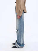 "Refreshing West Coast" Straight-Cut Selvedge Jeans with Smudged & Splashed Ink Detailing