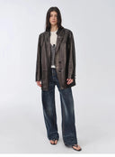 Vintage Suede/Waxy Goatskin Leather Mid-Length Suit Jacket "Bavaria"
