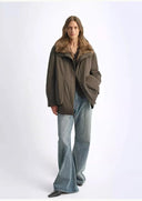 Removable Fox Fur Collar 90% White Goose down Easy to Care for Practical and Water-Repellent Parka for Women