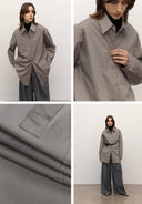 "Heart'S Desire" High-End High-Density Nylon Cotton Drapes Stylish All-Match Silhouette Shirt