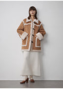 "Western Sunset"Winter Wool Artificial Compound Suede Shearling Fur Coat for Women
