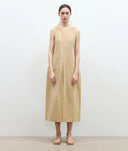 "Deyanuo" Hemp Three-Dimensional Hourglass Sleeveless round Neck Loose Slim Dress for Women