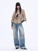 "Refreshing West Coast" Straight-Cut Selvedge Jeans with Smudged & Splashed Ink Detailing