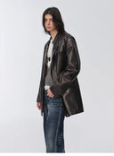 Vintage Suede/Waxy Goatskin Leather Mid-Length Suit Jacket "Bavaria"