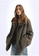 Removable Fox Fur Collar 90% White Goose down Easy to Care for Practical and Water-Repellent Parka for Women